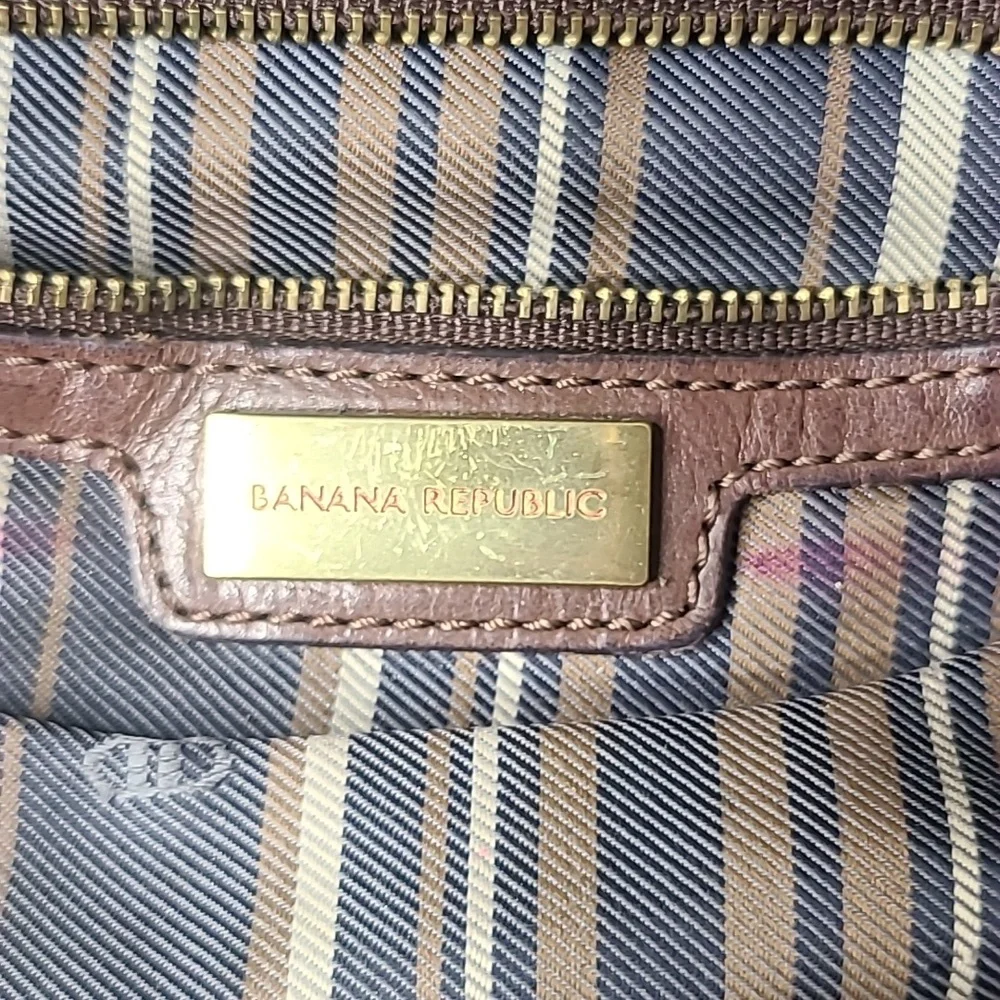 Banana Republic Purse Brown Leather Designer Handbags Double Shoulder Strap Fall - Picture 5 of 7